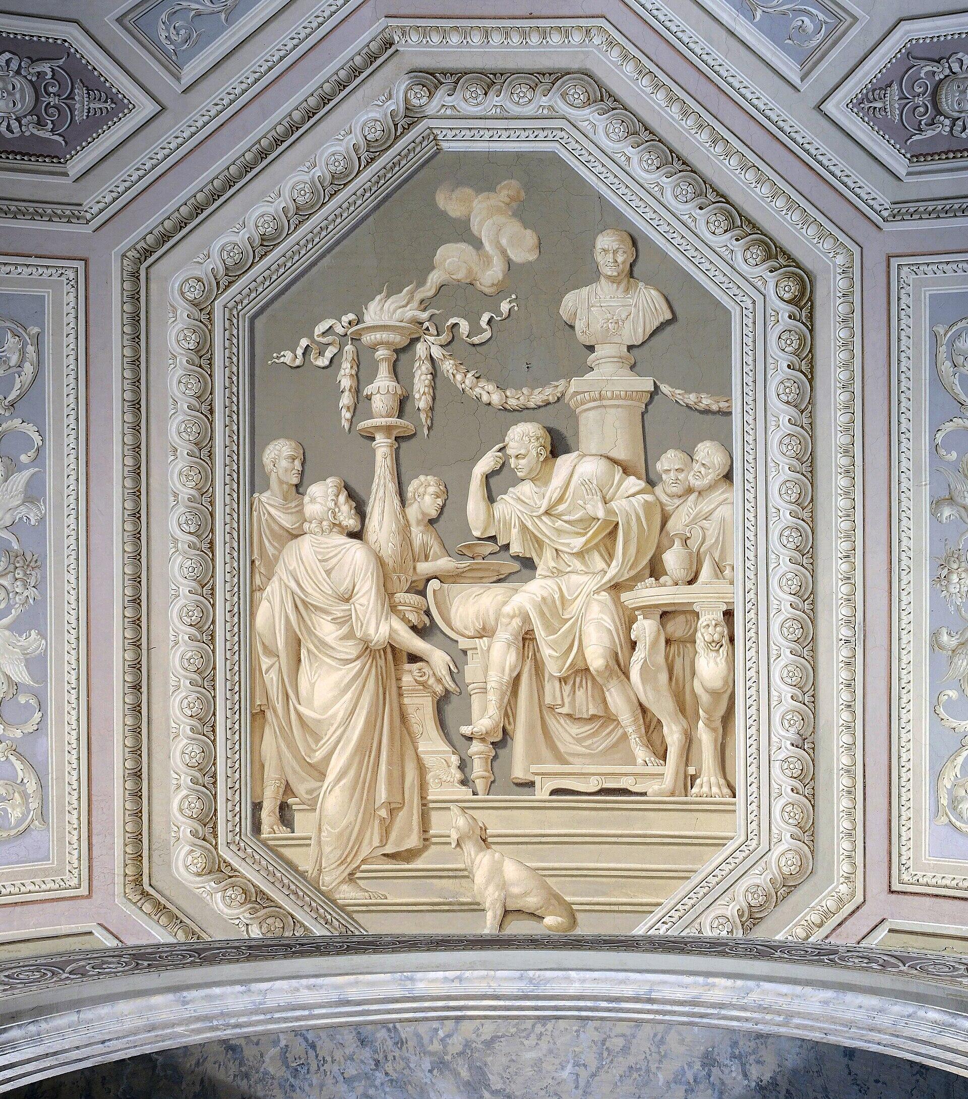 Ceiling art depicting first emperor of Rome Augustus